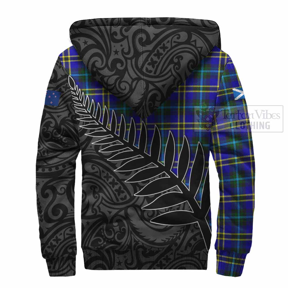 Tartan Vibes Clothing Hope Crest Tartan Sherpa Hoodie with New Zealand Silver Fern Half Style