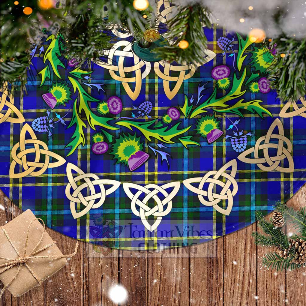 Tartan Vibes Clothing Hope Tartan Christmas Tree Skirt with Thistle Celtic Knot Style