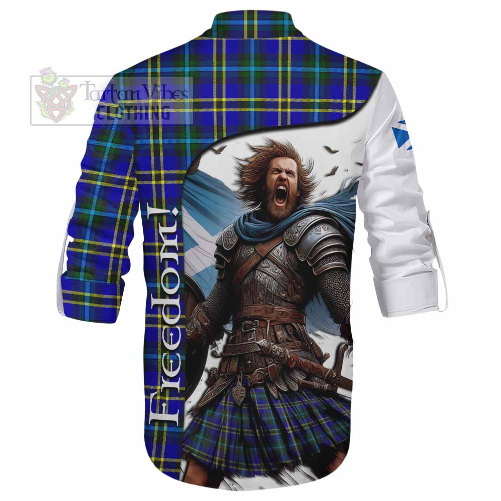 Tartan Vibes Clothing Hope Crest Tartan Ghillie Kilt Shirt Inspired by the Freedom of Scottish Warrior