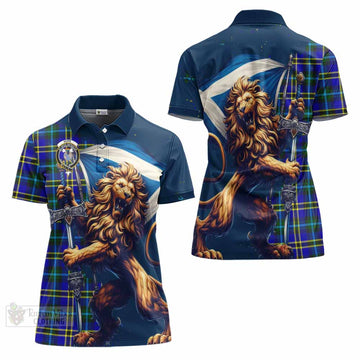 Hope Tartan Family Crest Women's Polo Shirt with Scottish Majestic Lion