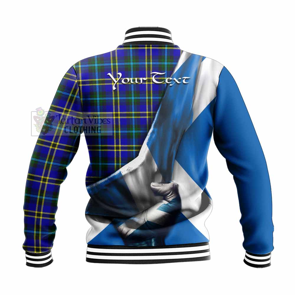 Tartan Vibes Clothing Hope Tartan Baseball Jacket with Family Crest Scotland Patriotic Style