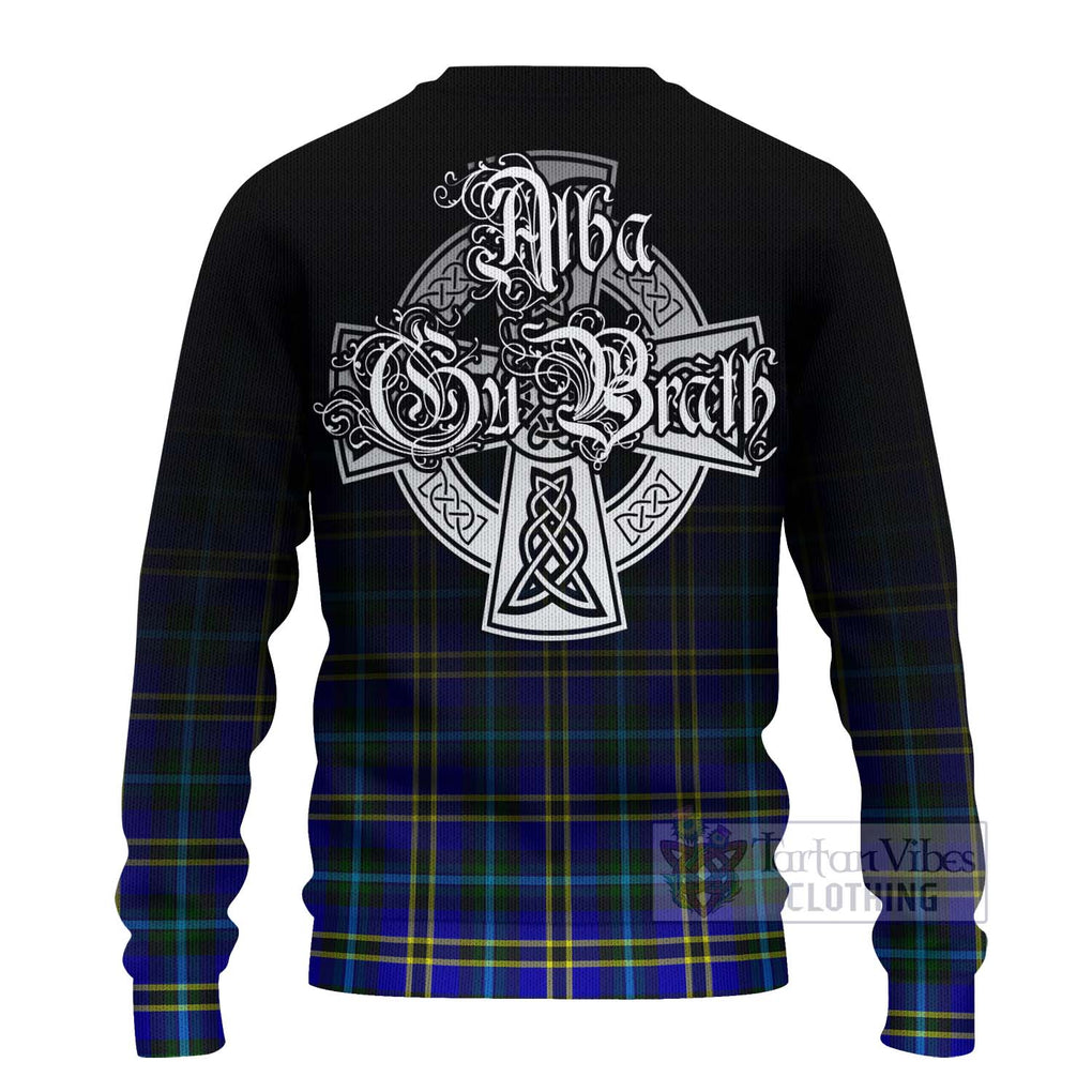 Tartan Vibes Clothing Hope Tartan Knitted Sweater Featuring Alba Gu Brath Family Crest Celtic Inspired