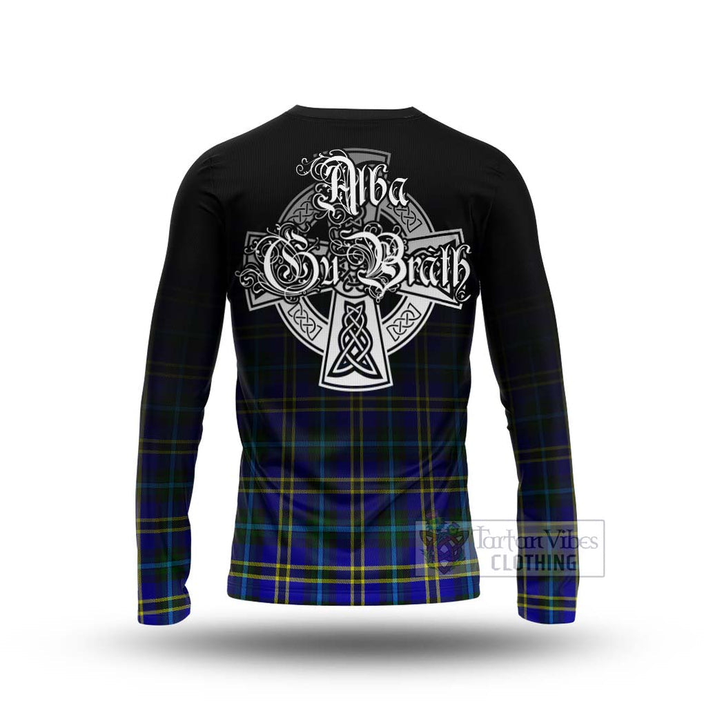 Tartan Vibes Clothing Hope Tartan Long Sleeve T-Shirt Featuring Alba Gu Brath Family Crest Celtic Inspired