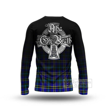 Hope Tartan Long Sleeve T-Shirt Featuring Alba Gu Brath Family Crest Celtic Inspired