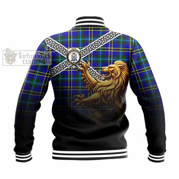 Hope Crest Tartan Baseball Jacket with Golden Lion Emblem Celtic Style - Tartan Vibes Clothing