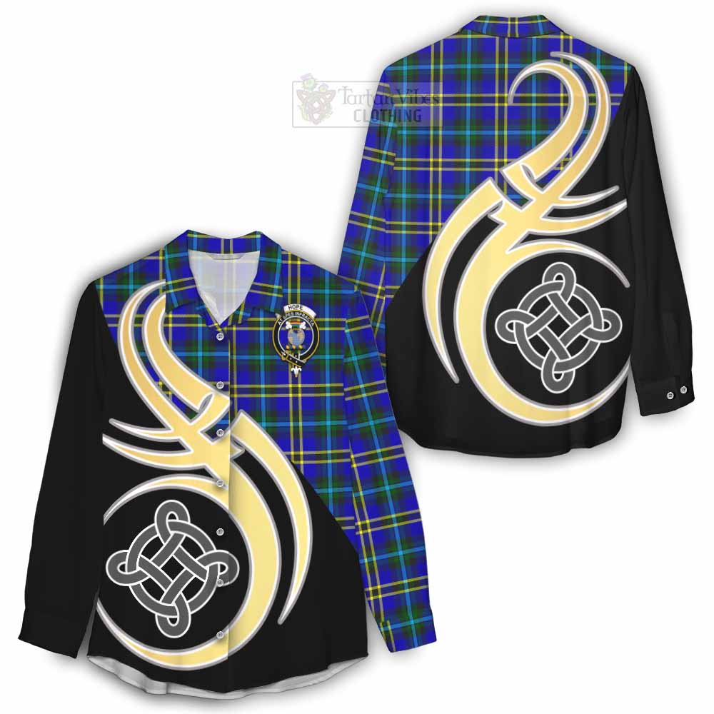 Tartan Vibes Clothing Hope Tartan Women's Casual Shirt with Family Crest and Celtic Symbol Style