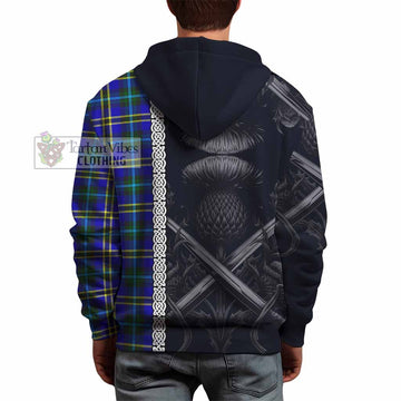 Hope Tartan Hoodie with Family Crest Cross Sword Thistle Celtic Vibes