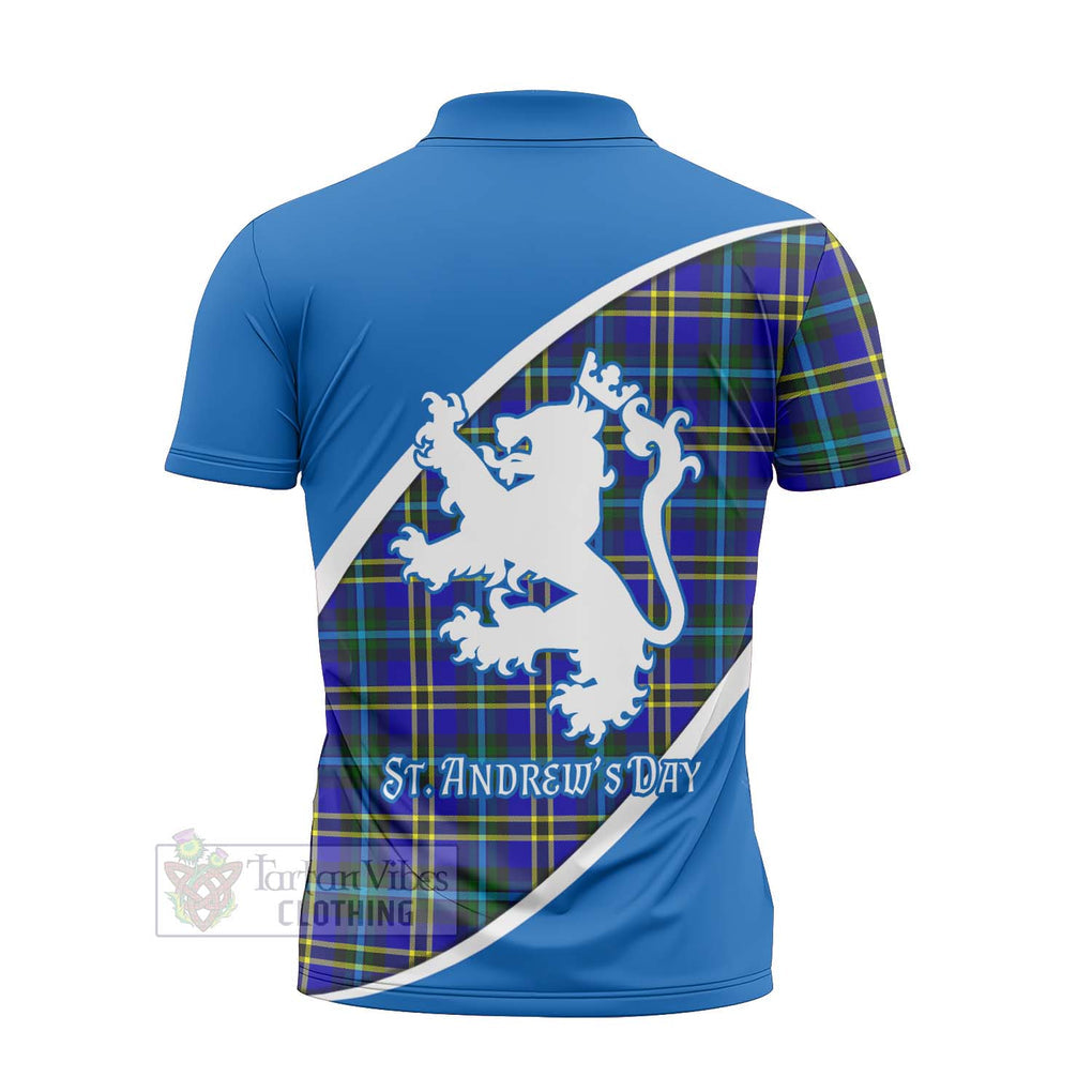 Tartan Vibes Clothing Hope Family Crest Tartan Zipper Polo Shirt Celebrate Saint Andrew's Day in Style