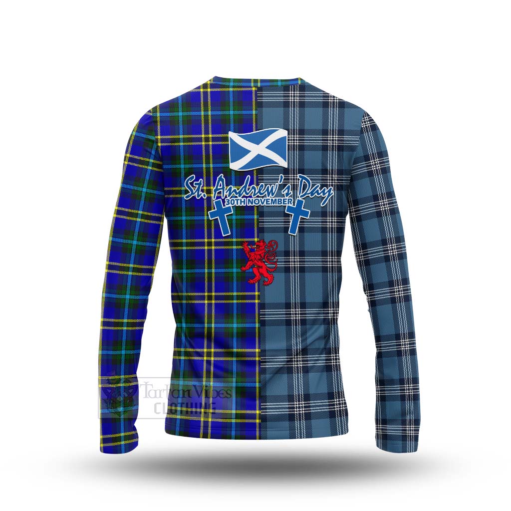 Tartan Vibes Clothing Hope Tartan Long Sleeve T-Shirt Happy St. Andrew's Day Half Tartan Style