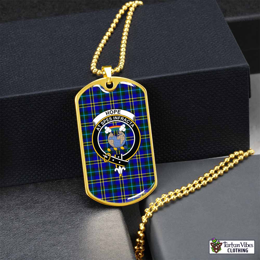 Tartan Vibes Clothing Hope Tartan Dog Tag Necklace with Family Crest