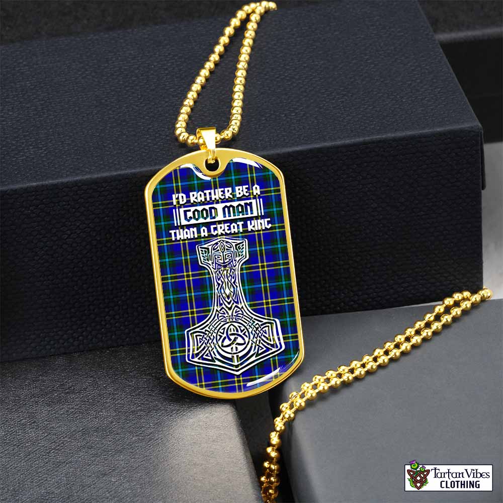 Tartan Vibes Clothing Hope Tartan Dog Tag Necklace Viking Mjolnir Style