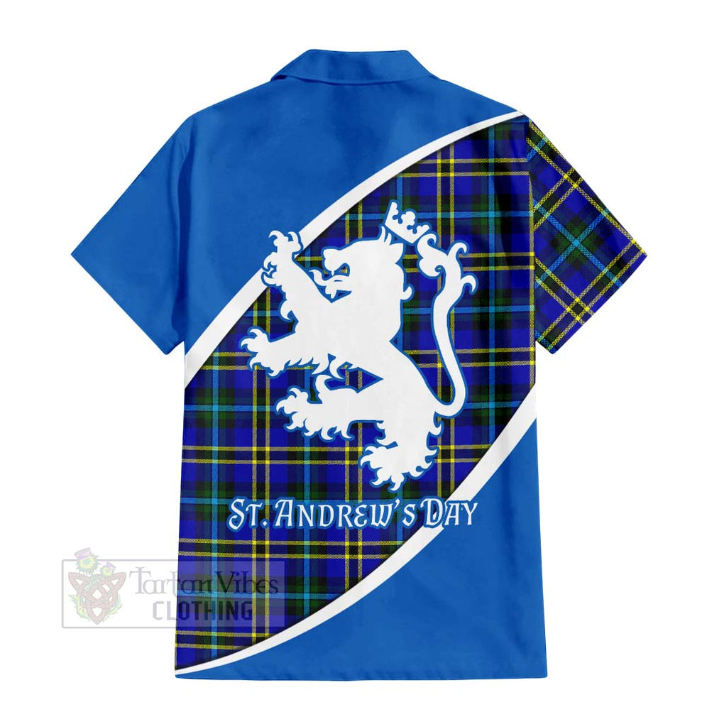 Tartan Vibes Clothing Hope Family Crest Tartan Short Sleeve Button Shirt Celebrate Saint Andrew's Day in Style