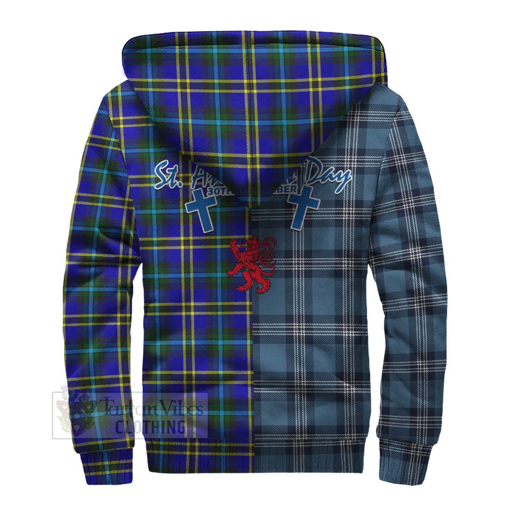 Tartan Vibes Clothing Hope Tartan Sherpa Hoodie Happy St. Andrew's Day Half Tartan Style