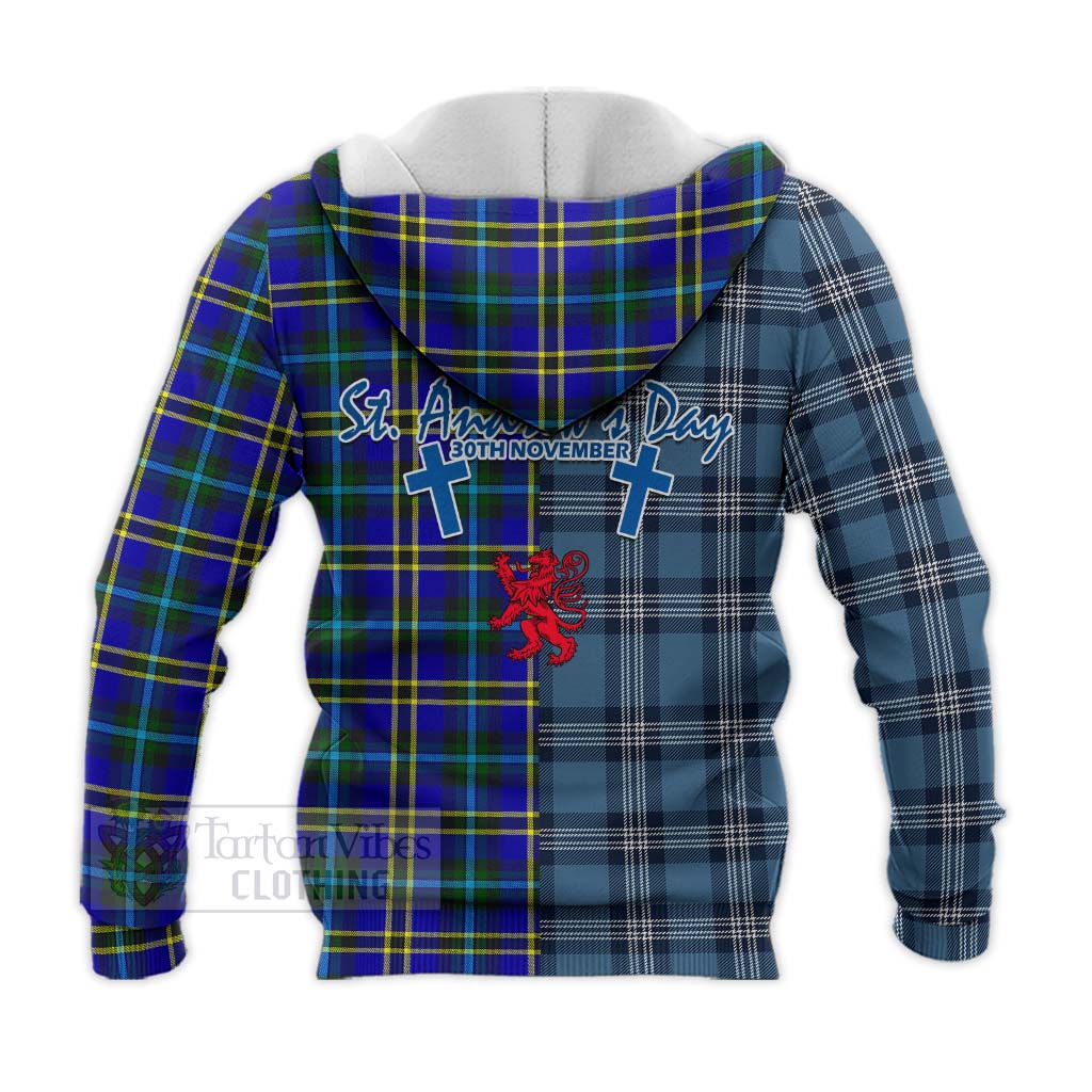 Tartan Vibes Clothing Hope Tartan Knitted Hoodie Happy St. Andrew's Day Half Tartan Style