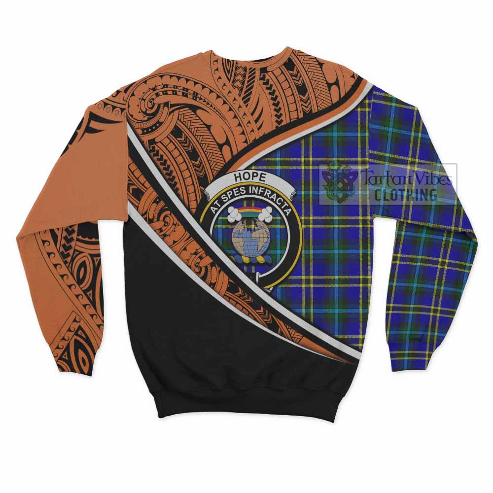 Tartan Vibes Clothing Hope Crest Tartan Sweatshirt with Maori Tattoo Style - Orange Version