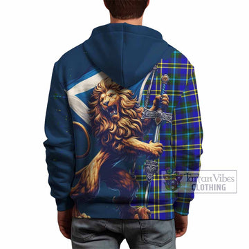 Hope Tartan Family Crest Hoodie with Scottish Majestic Lion