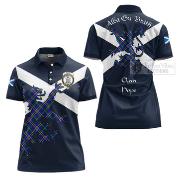 Hope Tartan Lion Rampant Women's Polo Shirt Proudly Display Your Heritage with Alba Gu Brath and Clan Name