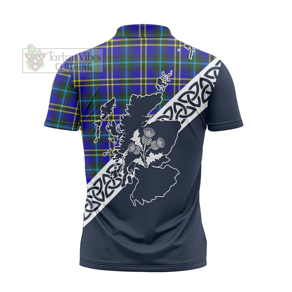 Tartan Vibes Clothing Hope Tartan Zipper Polo Shirt Featuring Thistle and Scotland Map