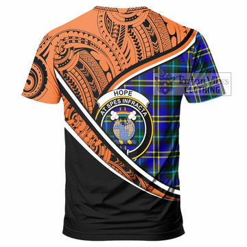 Hope Crest Tartan T-Shirt with Polynesian Vibes Style - Orange Version