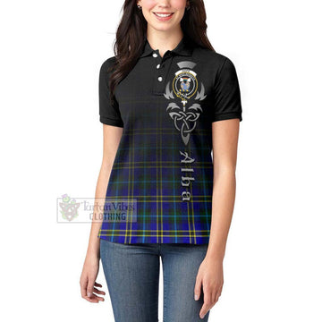 Hope Tartan Women's Polo Shirt Featuring Alba Gu Brath Family Crest Celtic Inspired