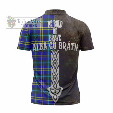 Hope Tartan Family Crest Zipper Polo Shirt Alba Gu Brath Be Brave Lion Ancient Style - Tartan Vibes Clothing