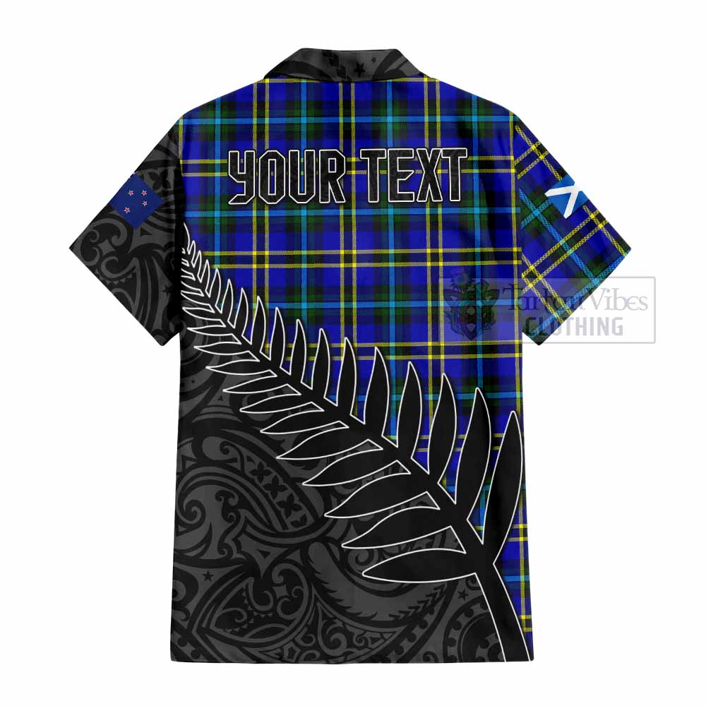 Tartan Vibes Clothing Hope Crest Tartan Short Sleeve Button Shirt with New Zealand Silver Fern Half Style