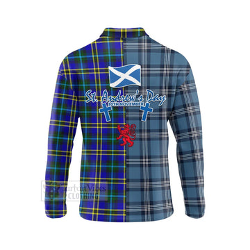 Hope Tartan Long Sleeve Polo Shirt Happy St. Andrew's Day Half Tartan Style