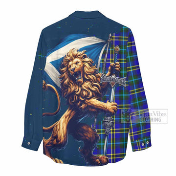 Hope Tartan Family Crest Women's Casual Shirt with Scottish Majestic Lion