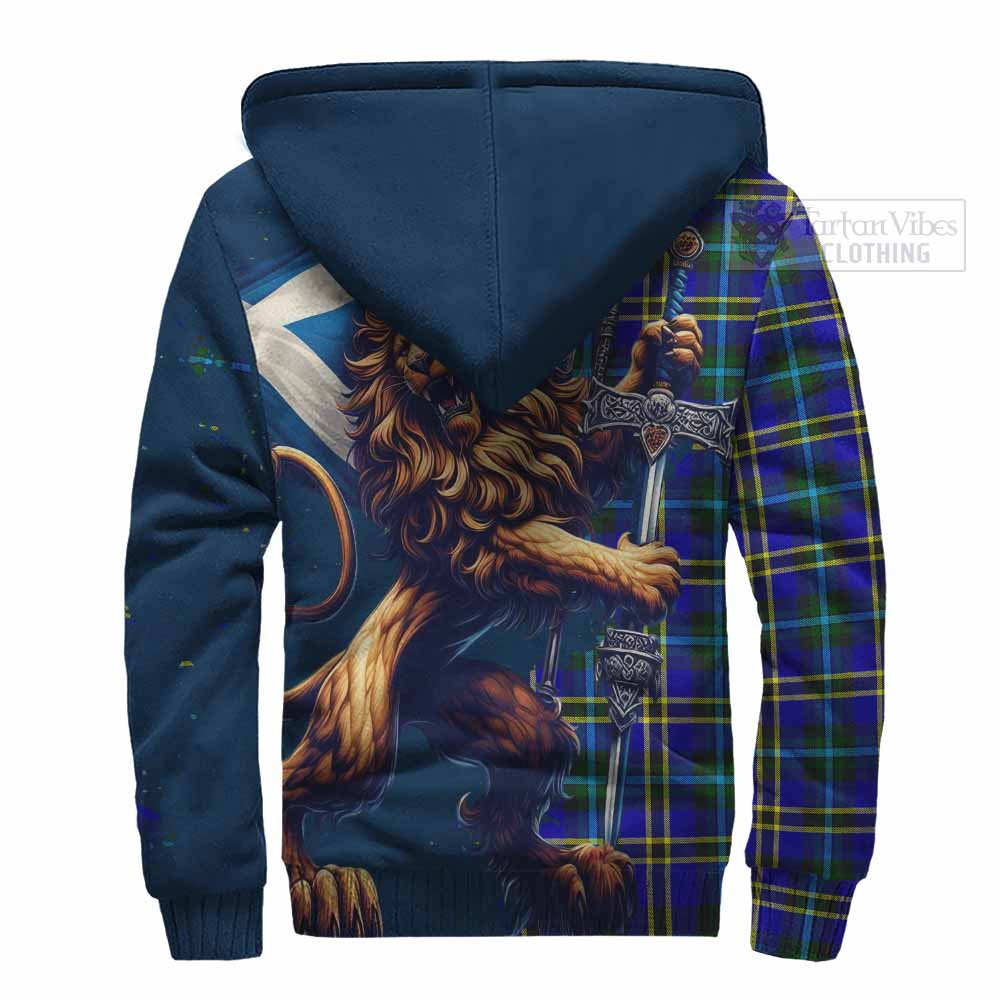 Tartan Vibes Clothing Hope Tartan Family Crest Sherpa Hoodie with Scottish Majestic Lion