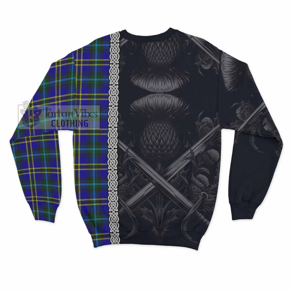 Tartan Vibes Clothing Hope Tartan Sweatshirt with Family Crest Cross Sword Thistle Celtic Vibes