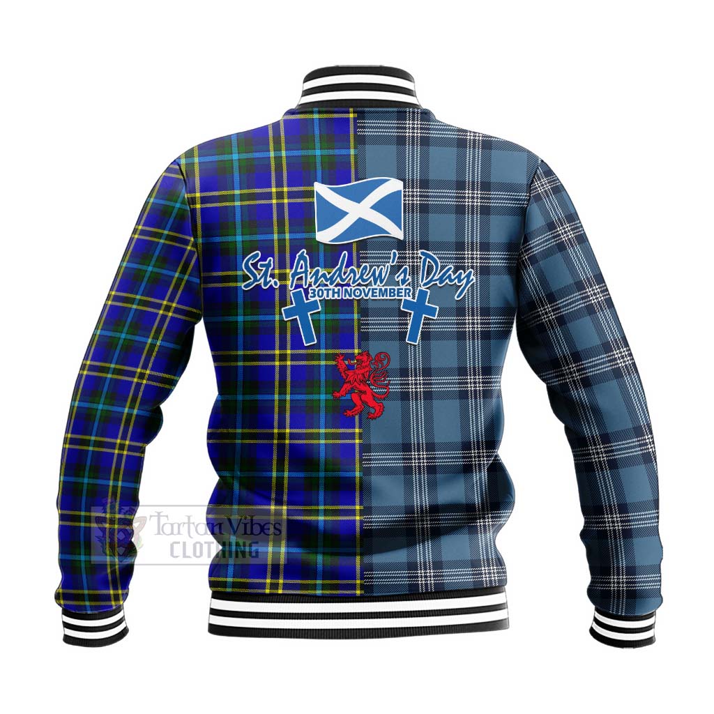 Tartan Vibes Clothing Hope Tartan Baseball Jacket Happy St. Andrew's Day Half Tartan Style