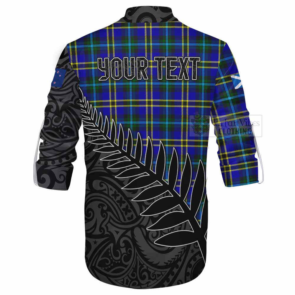 Tartan Vibes Clothing Hope Crest Tartan Ghillie Kilt Shirt with New Zealand Silver Fern Half Style