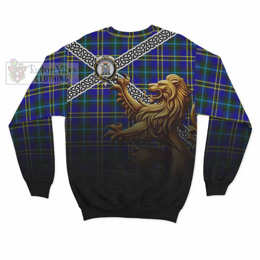 Hope Crest Tartan Sweatshirt with Golden Lion Emblem Celtic Style - Tartan Vibes Clothing