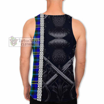 Hope Tartan Men's Tank Top with Family Crest Cross Sword Thistle Celtic Vibes