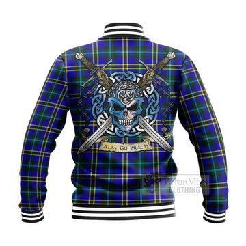 Hope Tartan Baseball Jacket with Family Crest Celtic Skull Style