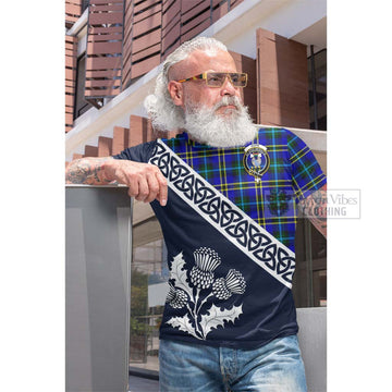 Hope Tartan Cotton T-shirt Featuring Thistle and Scotland Map