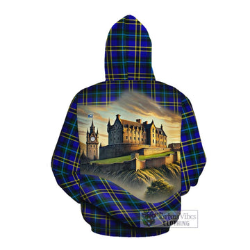 Hope Tartan Family Crest Cotton Hoodie with Scottish Ancient Castle Style Pullover Hoodie - Tartan Vibes Clothing