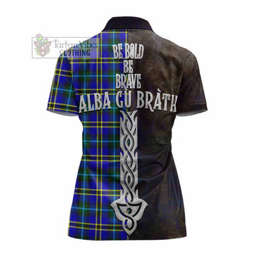 Hope Tartan Family Crest Women's Polo Shirt Alba Gu Brath Be Brave Lion Ancient Style - Tartan Vibes Clothing