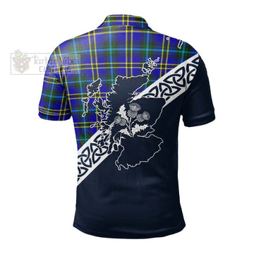 Hope Tartan Polo Shirt Featuring Thistle and Scotland Map