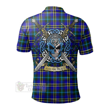 Hope Tartan Polo Shirt with Family Crest Celtic Skull Style