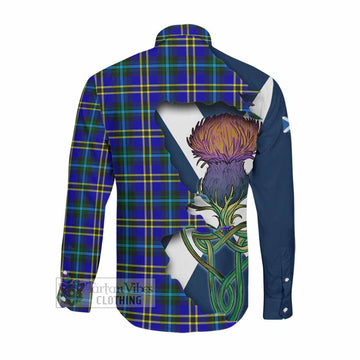 Hope Tartan Family Crest Long Sleeve Button Shirt Scottish Thistle Celtic Inspired Men's Shirt - Tartan Vibes Clothing