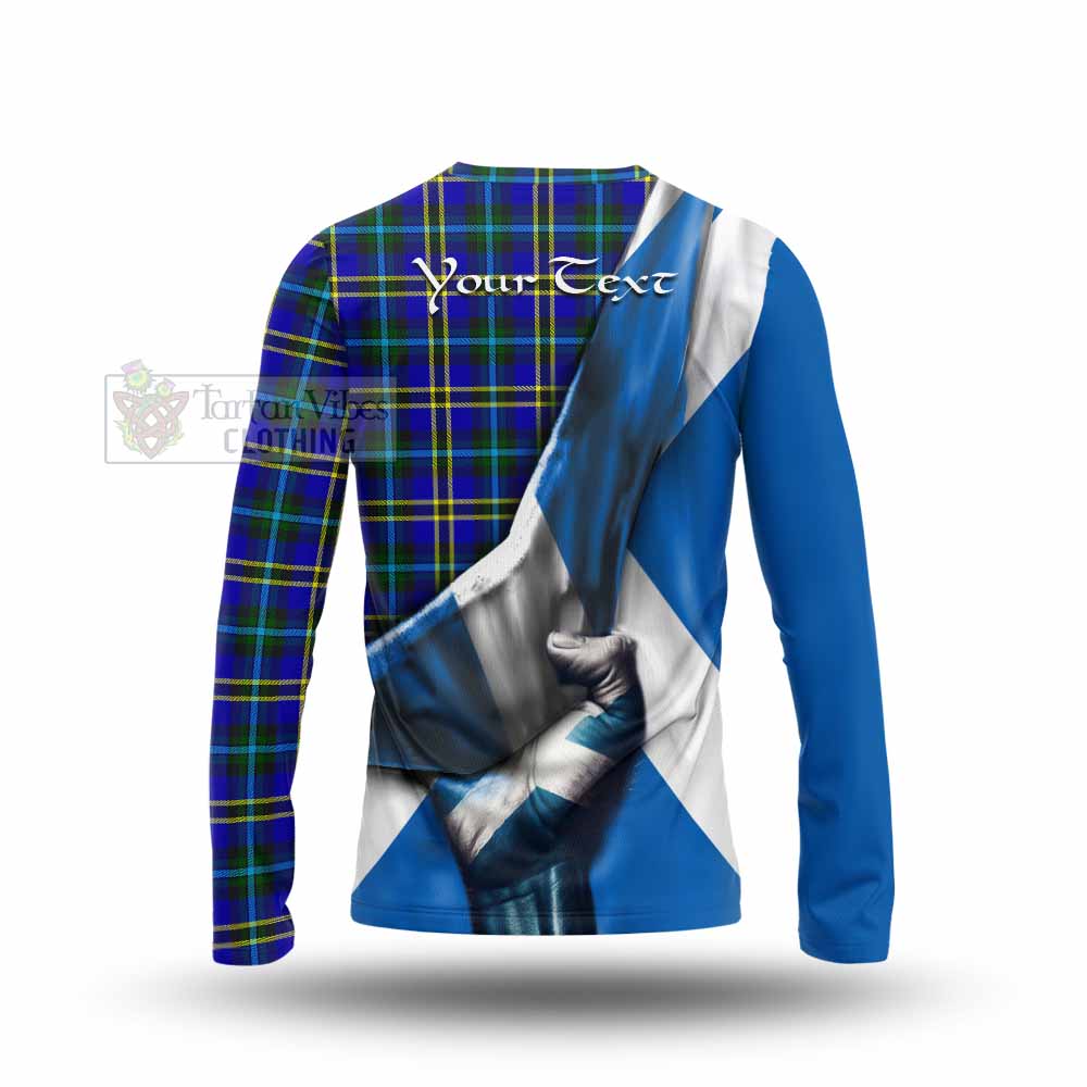 Tartan Vibes Clothing Hope Tartan Long Sleeve T-Shirt with Family Crest Scotland Patriotic Style