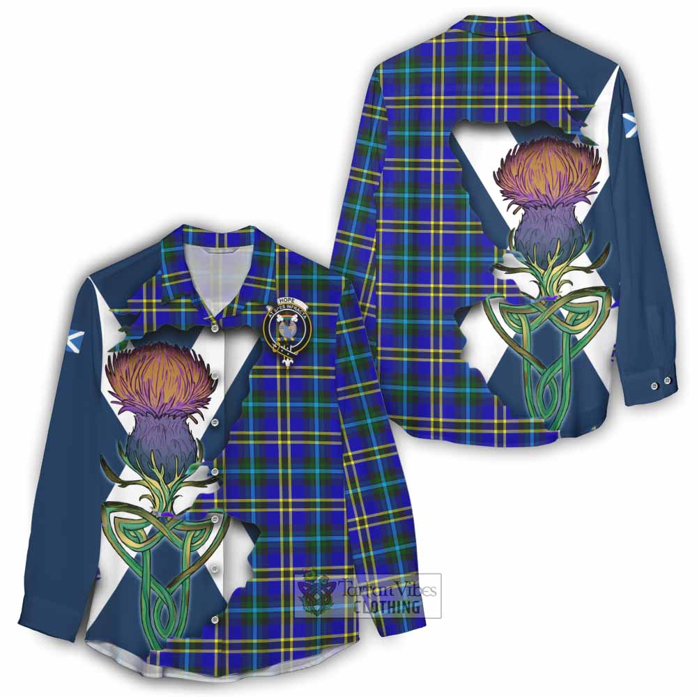 Hope Tartan Family Crest Women's Casual Shirt Scottish Thistle Celtic Inspired - Tartan Vibes Clothing