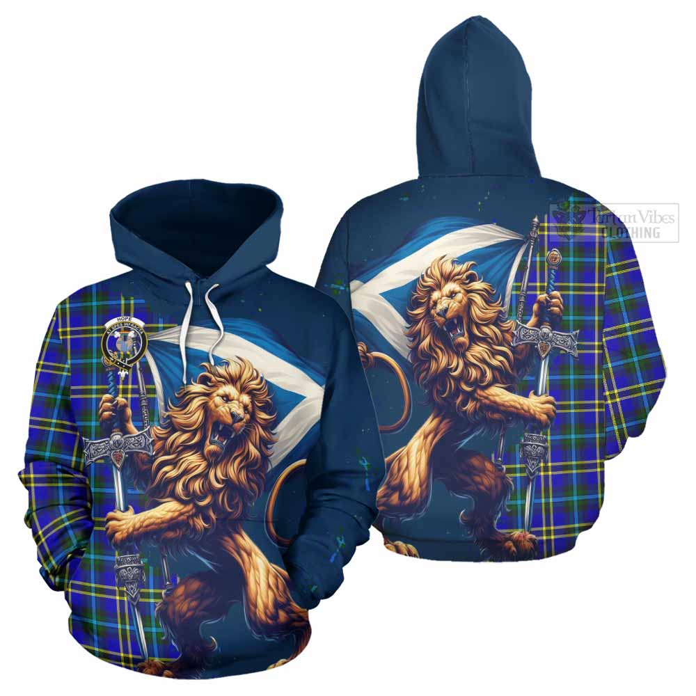 Tartan Vibes Clothing Hope Tartan Family Crest Hoodie with Scottish Majestic Lion