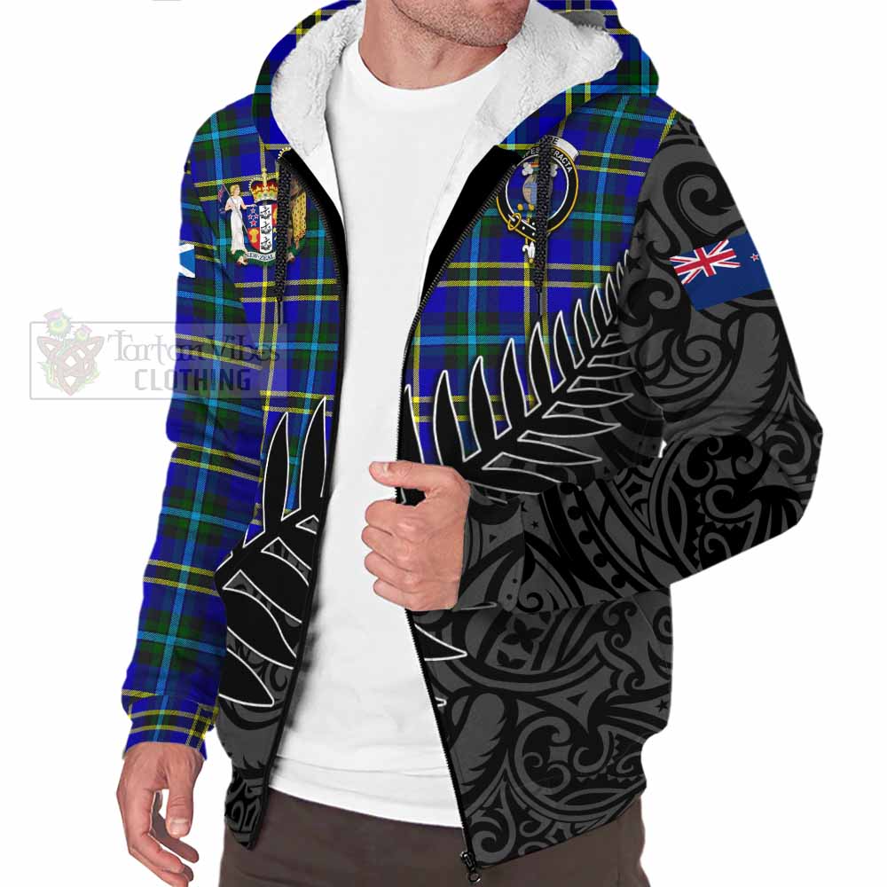 Tartan Vibes Clothing Hope Crest Tartan Sherpa Hoodie with New Zealand Silver Fern Half Style