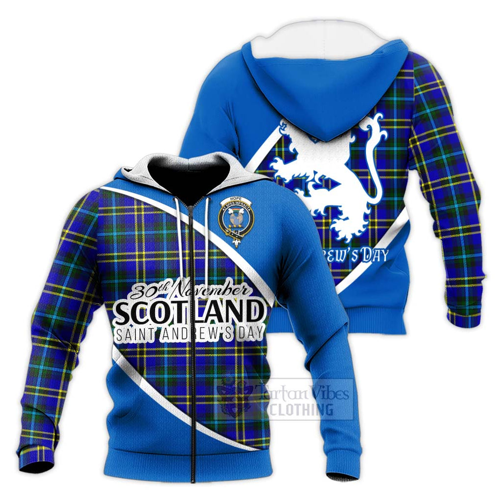 Tartan Vibes Clothing Hope Family Crest Tartan Knitted Hoodie Celebrate Saint Andrew's Day in Style