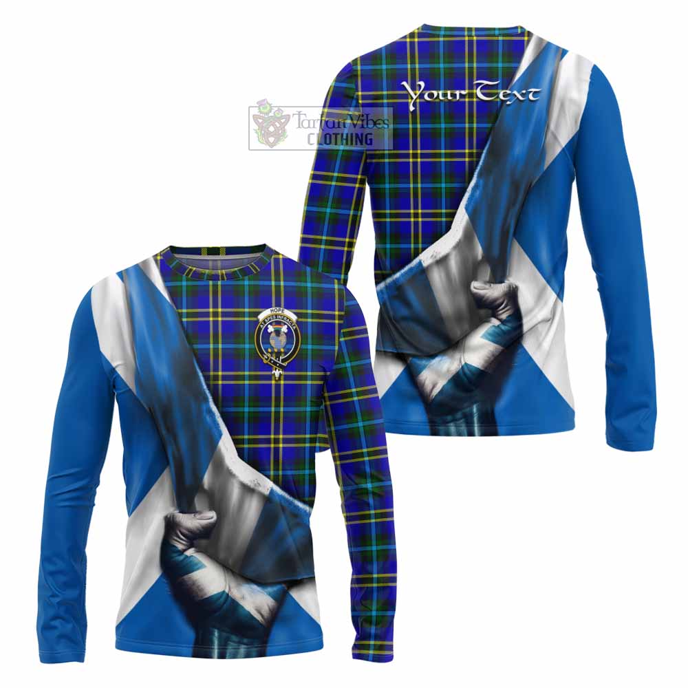 Tartan Vibes Clothing Hope Tartan Long Sleeve T-Shirt with Family Crest Scotland Patriotic Style