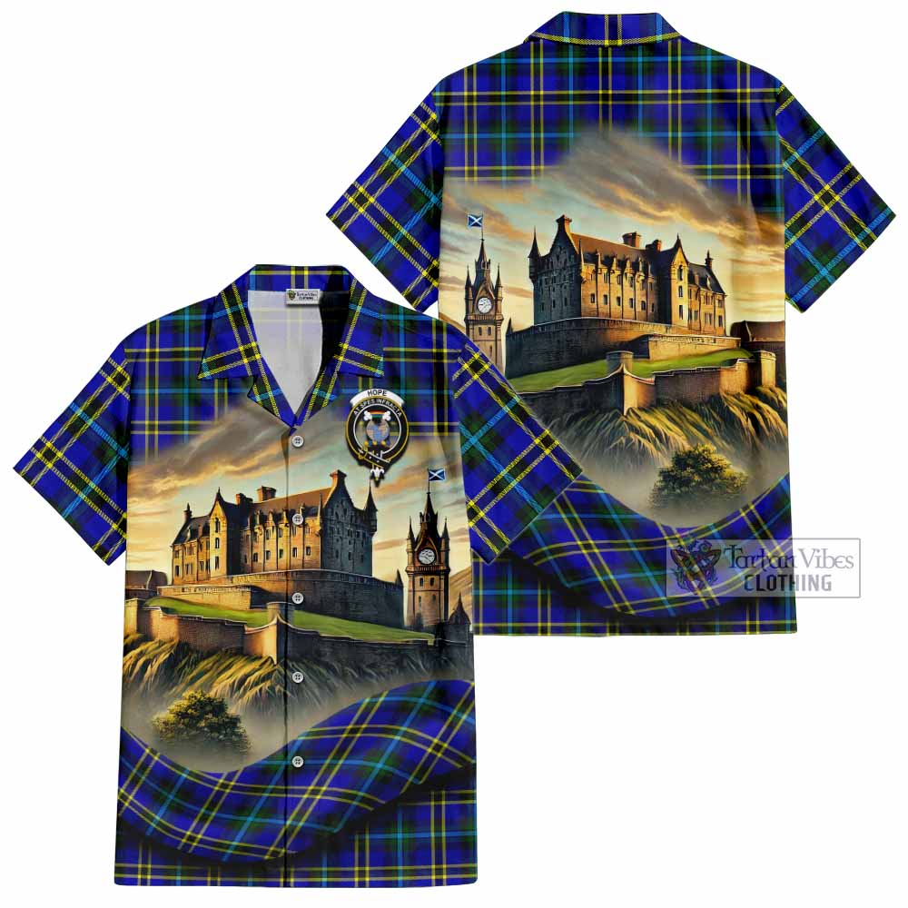 Hope Tartan Family Crest Hawaiian Shirt with Scottish Ancient Castle Style - Tartan Vibes Clothing