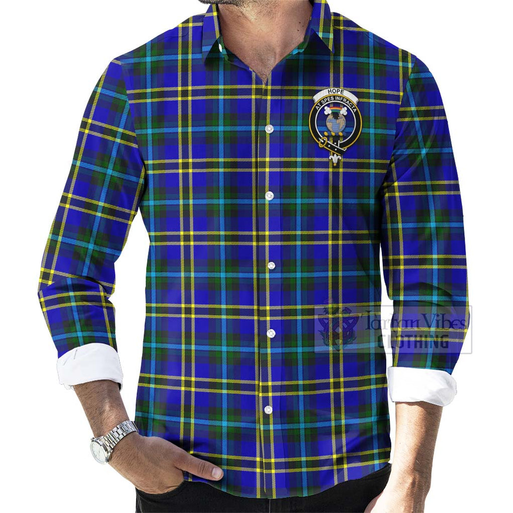 Tartan Vibes Clothing Hope Tartan Long Sleeve Button Shirt with Family Crest Celtic Skull Style