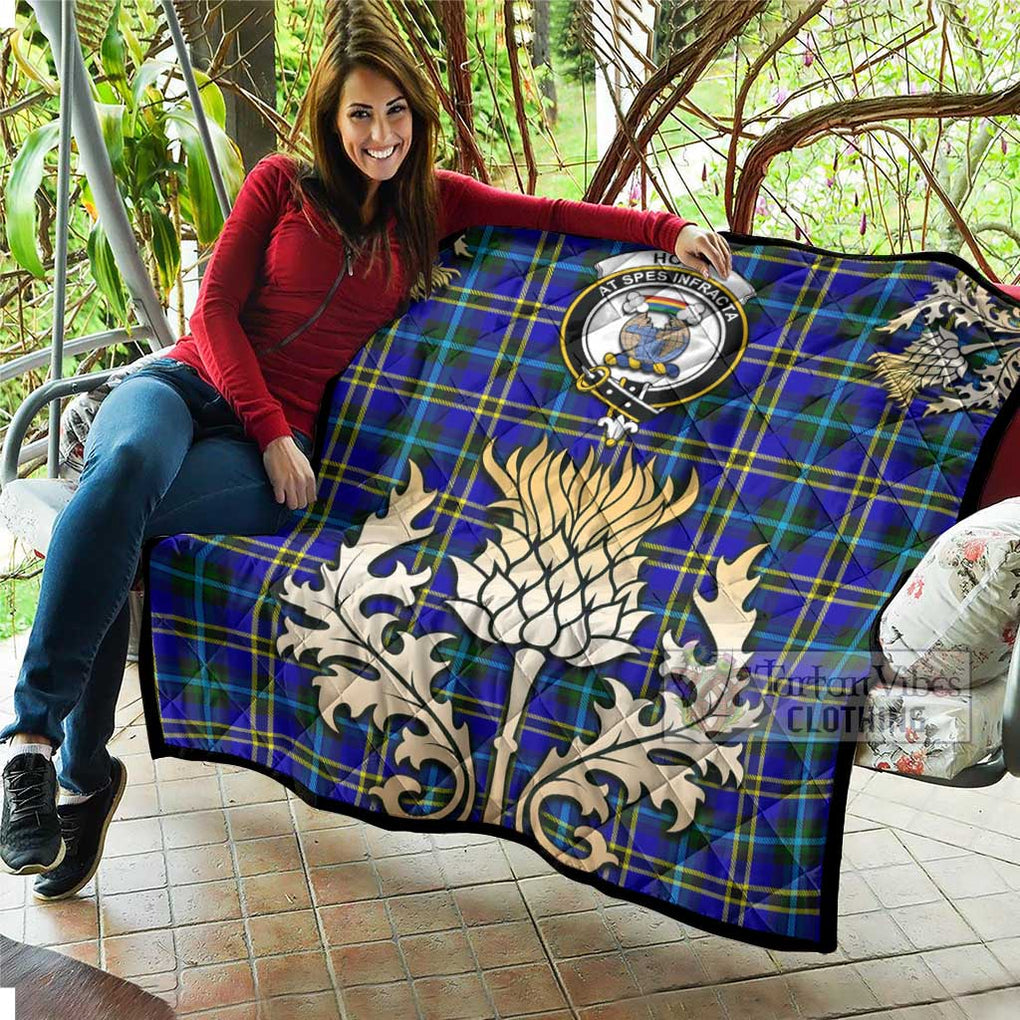 Tartan Vibes Clothing Hope Tartan Quilt with Family Crest and Golden Thistle Style